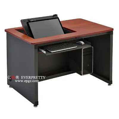 Computer Classroom Furniture Wooden Strong 2 Drawers Computer Table with Printer Shelf for Sale