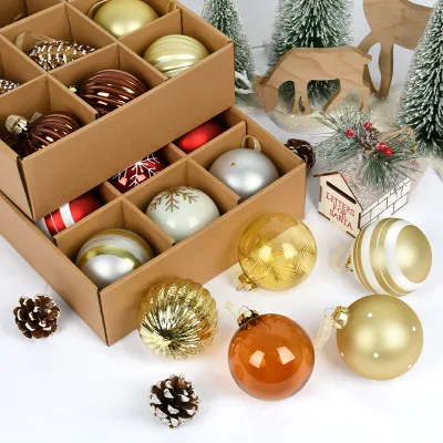 Boxed 9pcs 8CM Luxury Stained Glass Disco Ball High Quality PVC Hanging Ornaments for Home or Party Christmas Decorations
