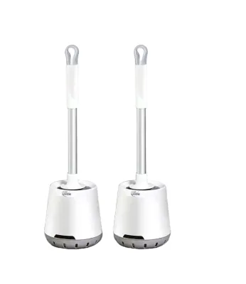 Bathroom Toilet Cleaner Scrubber Under Rim Plastic Long Handle Toilet Bowl Brush Curved Toilet Brush