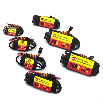 12A/20A/30A/40A/60A/80A/100A Bidirectional Adjustable Brushless ESC Remote Control Car Pneumatic Underwater