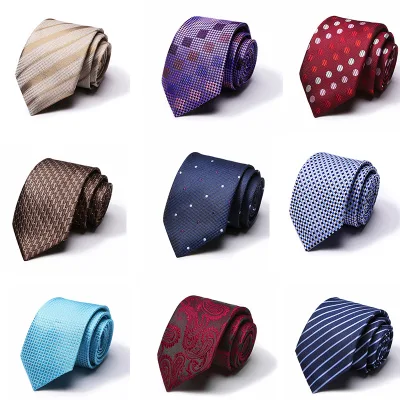 2026 New Arrival Wholesale Neckties 7.5 cm Business Mens Formal Polyester Quick Dry Geometry Pattern Wedding Ties
