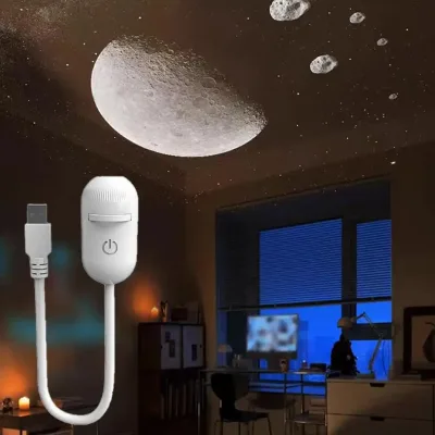 2-in-1 Mini Galaxy Star Projector Smart Night Light Starry Sky Ambient Lamp Minimalist Design USB Powered for Bedroom Sleep