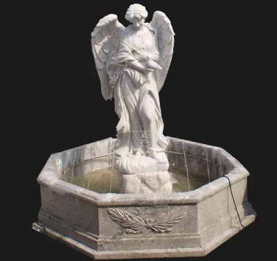 Custom Size Outdoor Yard Decoration Life Size White Hand Carved Angel Stone Fountain