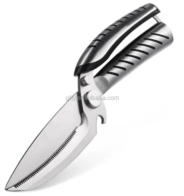 High Quality Heavy Duty Stainless Steel Kitchen Scissor 6.0" Ultra Sharp Blades Black Handle for Poultry Fish Beef BBQ Herbs