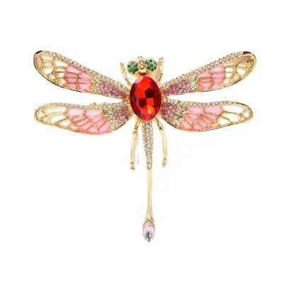 Fashion Windbreaker Accessories Enamel Drip Oil Large Size Dragonfly Brooch Insect Inlaid Diamond Corsage Brooch