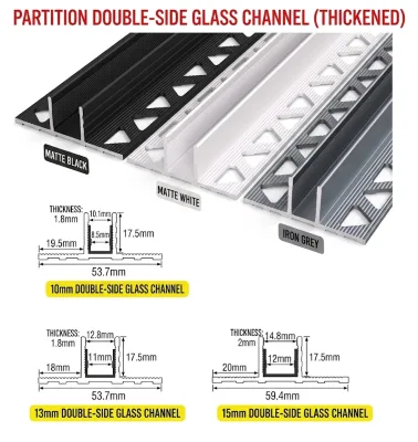 Modern F-Type Aluminum Alloy Glass Channel Shower Room Partition Embedded Toilet Parts Pre-Sunken Slot for Bathroom Park Use