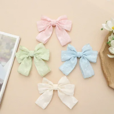 New Children Cute Bow Hair Clip Candy Color Edge Cloth Hair Accessories Clip for Girls