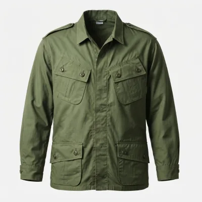 Field Jacket Epaulet Bellows Pockets Button Front Utility Custom OEM Wholesale