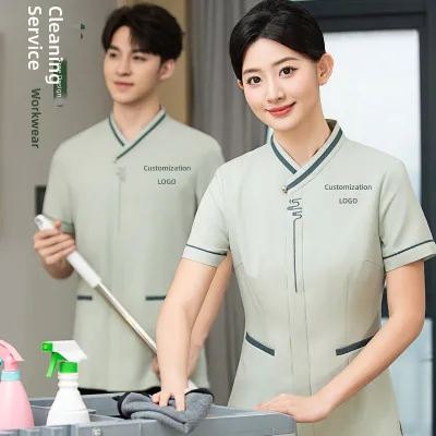 Star-rated Hotel Housekeeping Uniform Short-sleeve Summer Wear Property Management Floor Guest Room Service Staff Unisex