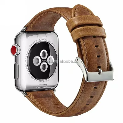 Luxury Leather Watch Band for Apple Watch Strap with I Watch 40mm 44mm Connector