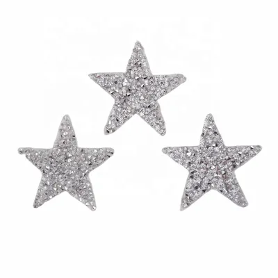 Silver Star 3cm 5cm 10cm Rhinestone Shoulder Patches Embellishments Rhinestone Appliques