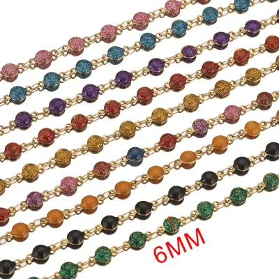 6mm Colorful Handmade Shiny Jewelry Beads Chain for Women Bracelet Necklace
