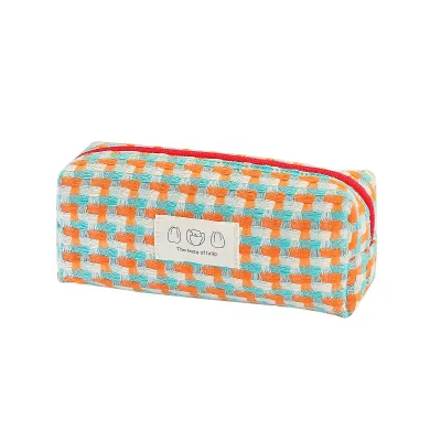 Japanese Style Ins Rainbow Woven Pencil Case Large Capacity Oxford Storage Bag Simple Dirt-resistant Student Girl Stationery Pen