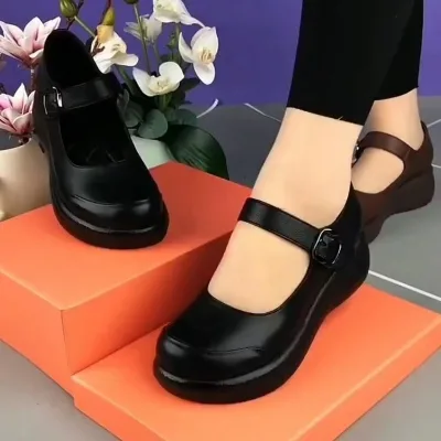 Women's Summer Pointe Dance Shoes Solid Color Ankle Strap Mary Jane with Patent Platform