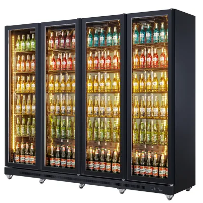 Beverage Cooler Vertical Fridge Glass Door Refrigerated Display Cases