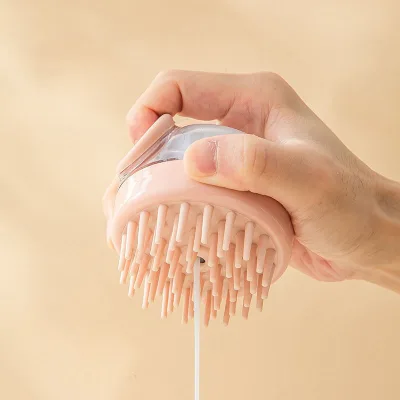 Pet grooming brush, cat and dog specific massage comb, shampoo, silicone containing container, plastic cleaning brush