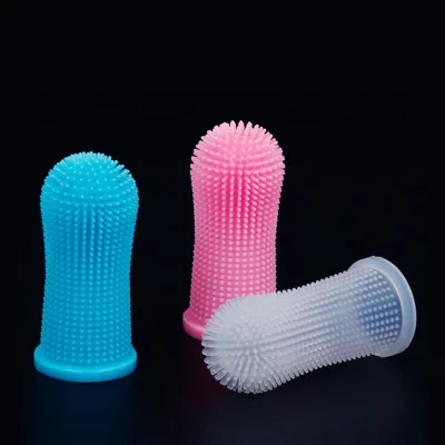 Soft Silicone Pet Finger Toothbrush for Dogs Cats, 360° Dental Cleaning Brush with Tongue Scraper, Effective Plaque RemovalTool
