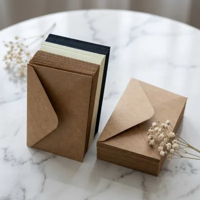 V Flap A7 Mini Eco-Friendly Kraft Durable Gift Envelopes Gummed Seal Customized Print Multi-Color for Wedding Invitations