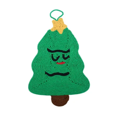 Hot Sale Christmas Tree Shape Sisal Cat Scratcher Grinding Claws  Hanging Cat Toy Ease Emotion