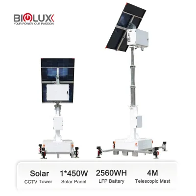 BIGLUX Latest Solar Power Solar CCTV Tower 24V/48V Output with Forklift Holes for Events Monitoring