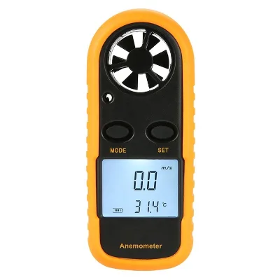 Pocket Anemometer Handheld Mini Wind Speed Temperature Gauge with Digital LCD Display Measuring Wind Chill