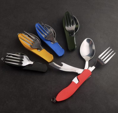 Outdoor Multifunctional Folding Knives Forks Camping Utensils Portable and Detachable Forks Spoons Fruit Knives Swiss Knives