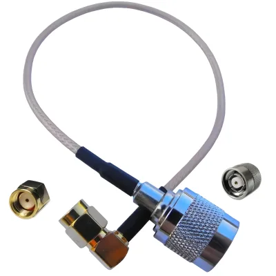 RP-TNC Plug to for Right Angle Male High Voltage Copper Conductor PTFE Insulation 25cm Telecommunication Cable Assembly