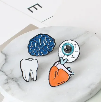 Organ Brain Eye Tooth Mini Stethoscope Brooch Enamel Pin for Doctor Nurse Dentist Jackets Collar Lapel Pin Badge Medical Jewelry