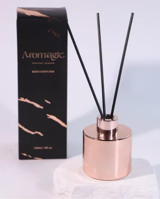 Low MOQ Luxury Home Decoration for Reed Diffuser Gift Set Customized Glass Jar with Gold Electroplating and Fragrant Fragrance O
