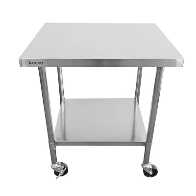 Assembly Line Working Tables  2 Tier All Stainless Steel Work Table with Cators