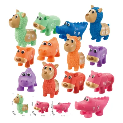 Toddler Sort Match 26 Letters Blocks Soft Alphabets ABC Paired Animals Lama Sensory Fine Motor Montessori Toy