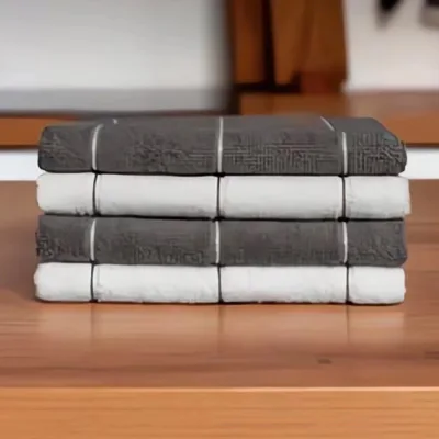 Bestselling Pure Cotton Jacquard Striped Kitchen Square Towel Set Plaid Pattern Quick-Dry Eco-Friendly Easy Clean Hooks