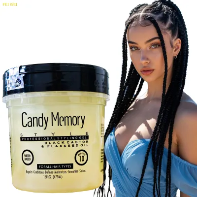 Non Flaking16 oz Black Castor & Flaxseed Gel Extra Hold Edge Control for 4c Hair Braid Gel Extreme Hold