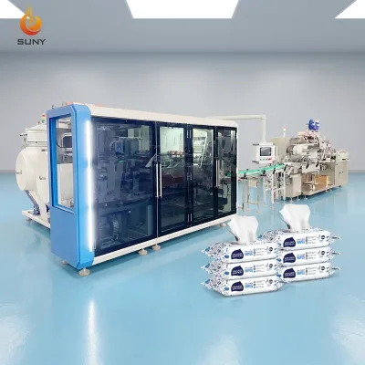 Space Saving Wet Wipes Assembly Line 5 to 30pcs Complete Production Plant for Cosmetic Makeup Remover Wipes