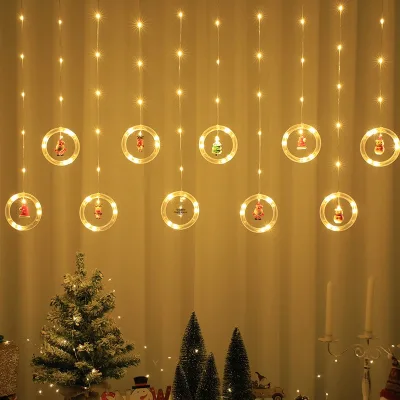 New Christmas Curtain Light String Santa Claus Christmas Tree-shaped Flashing LED Decor 3m 3500K Warm White for Rooms Shop