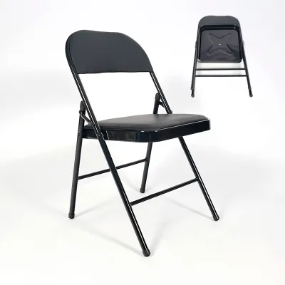Wholesale Stackable Steel Tube Metal Garden Wedding Banquet Restaurant Events Portable Black Padded Folding Chair