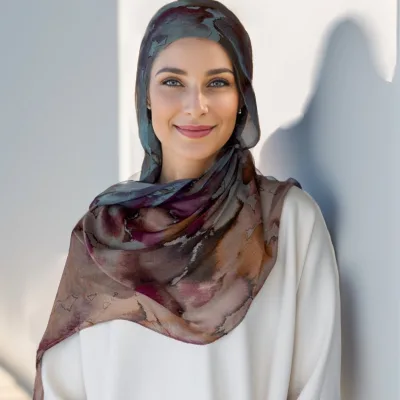 In Stock Middle East Printed Pattern Muslim Women Shawl Tie Dye Hijab Headscarf