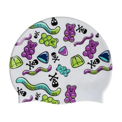 Wholesale Custom Kids Blank Screen Print Swimming Cap logo of Club Silicone Swim Cap Skid Water Sports Caps