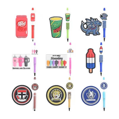 Hot Selling Saying Focal Beads Multi Design Silicone Focal Beads for Pens Making Diy Pen Decoration Sport Focal Beads