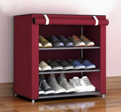 Detachable Foldable Fabric Shoe Rack Dustproof  Folding Boot Show Cupboard Cabinet Cover Home Organizer Storage