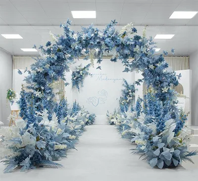 Haze Blue Silk Wedding Arch Backdrop Decor for Events-Durable High Quality Floral Props