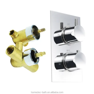 2 Dial 1 Way Concealed Round Thermostatic Shower Valve Mixer Tap