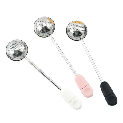 High Quality Stainless Steel 304 Rotating Tea Strainer Handheld Long Handle Tea Strainer for Brewing Tea