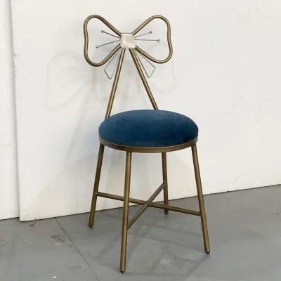 Modern Velvet Butterfly Vanity Chair with Four Metal Legs for Living Room Bedroom Dining Hotel Use