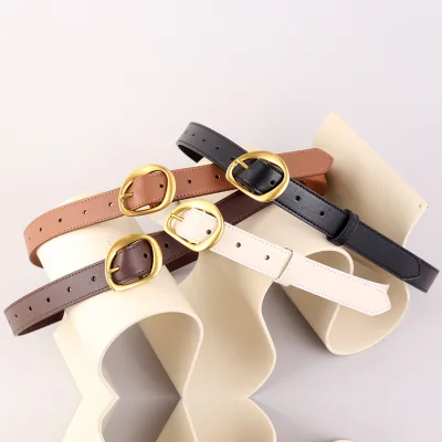 2025 New Ladies Cowhide Leather 1.9cm Width 95-120cm Length Small Size Fashion Design Alloy Buckle Direct Manufacturer's Stock