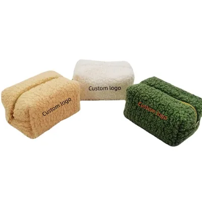Custom logo Wholesale Plush Women Makeup Bag Beautiful Teddy Multicolor Velvet Makeup Bag