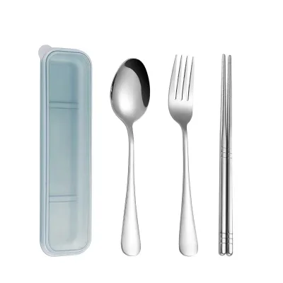 Portable Travel Camping Outdoor 304 Stainless Steel Tableware Set Student Dinner Set