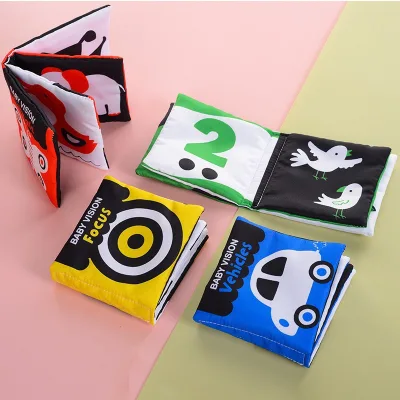 Dolery New Baby Black White Color Shape Cognitive Metal Book Enlightenment Vision Inspire Early Education Palm Book 3-6 Months