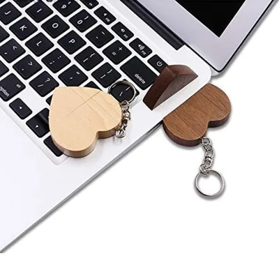 Wooden Heart-shaped 16GB USB 2.0 Flash Drive Creative Gift Custom logo Wedding Trade Show Business Promotional