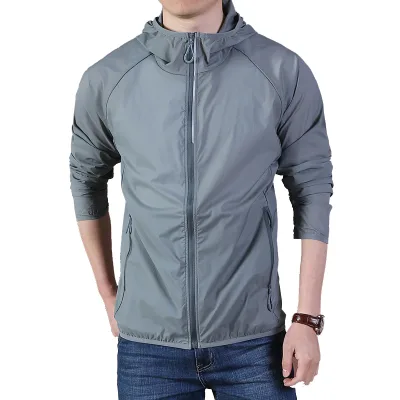 Men Waterproof Rain Jacket Raincoat Hideaway Hood Lightweight Packable Poncho
